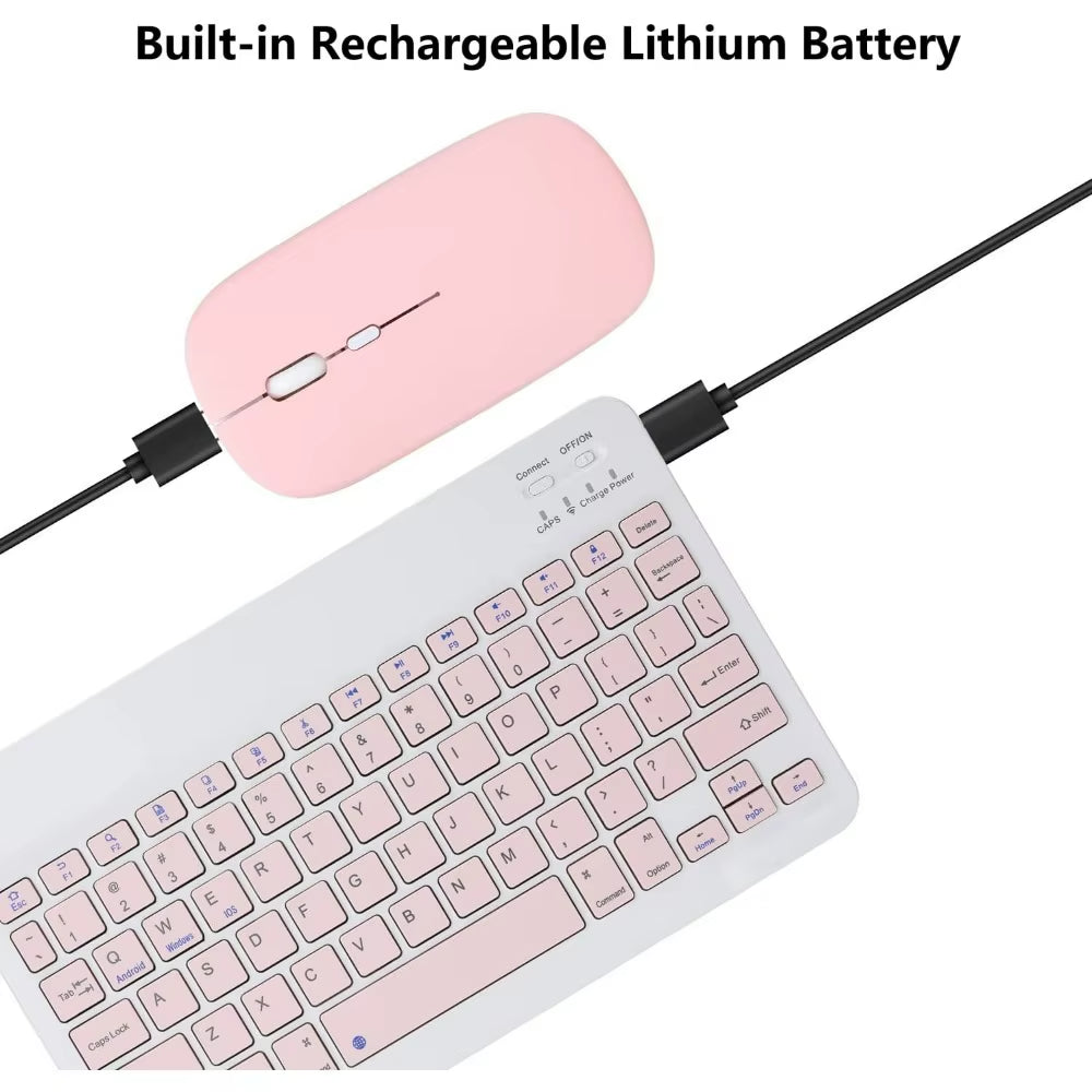 10 Lnch Wireless Bluetooth Mini Keyboard for Ipad Phone Tablet Portable Bluetooth Keyboard and Mouse for Samsung Xiaomi Android