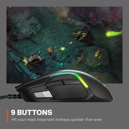 Rival 5 Gaming Mouse with 9 Programmable Buttons and 18K CPI Truemove Air Optical Sensor