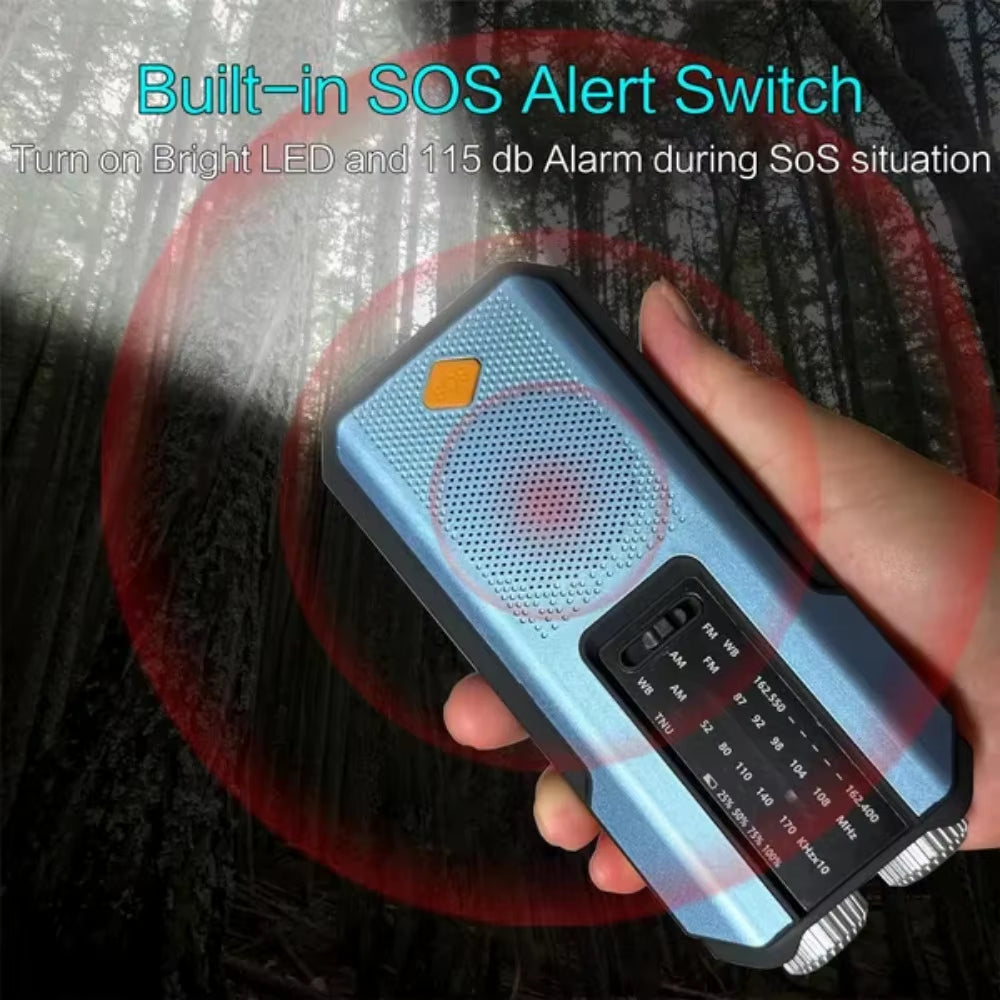 Emergency Radio Solar Power Hand Crank Radio Global Receiver High Quality LED Torch Reading Light SOS Alarm 2000Mah