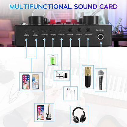 Ultimate Podcasting Microphone Bundle with V8 Sound Card - Perfect for Live Streaming and Studio Recording