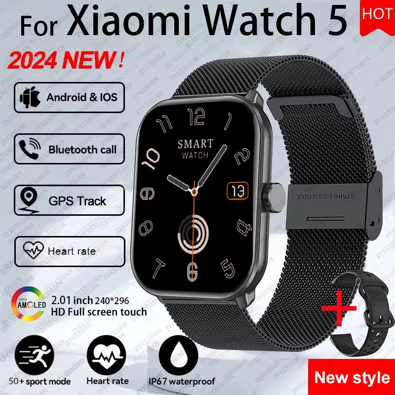 For Xiaomi Watch 5 Global Version Men Women HD AMOLED Screen Heart Rate Bluetooth Call GPS Track Waterproof Sports Smart Watch