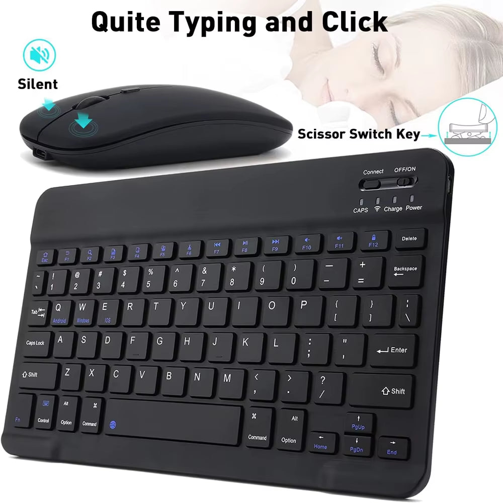 10 Lnch Wireless Bluetooth Mini Keyboard for Ipad Phone Tablet Portable Bluetooth Keyboard and Mouse for Samsung Xiaomi Android