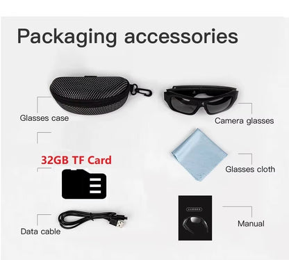 4K Ultra-Clear Camera Glasses Video Glasses Bike Surveillance Action Cam Sunglasses Outdoor Sports Camcorder