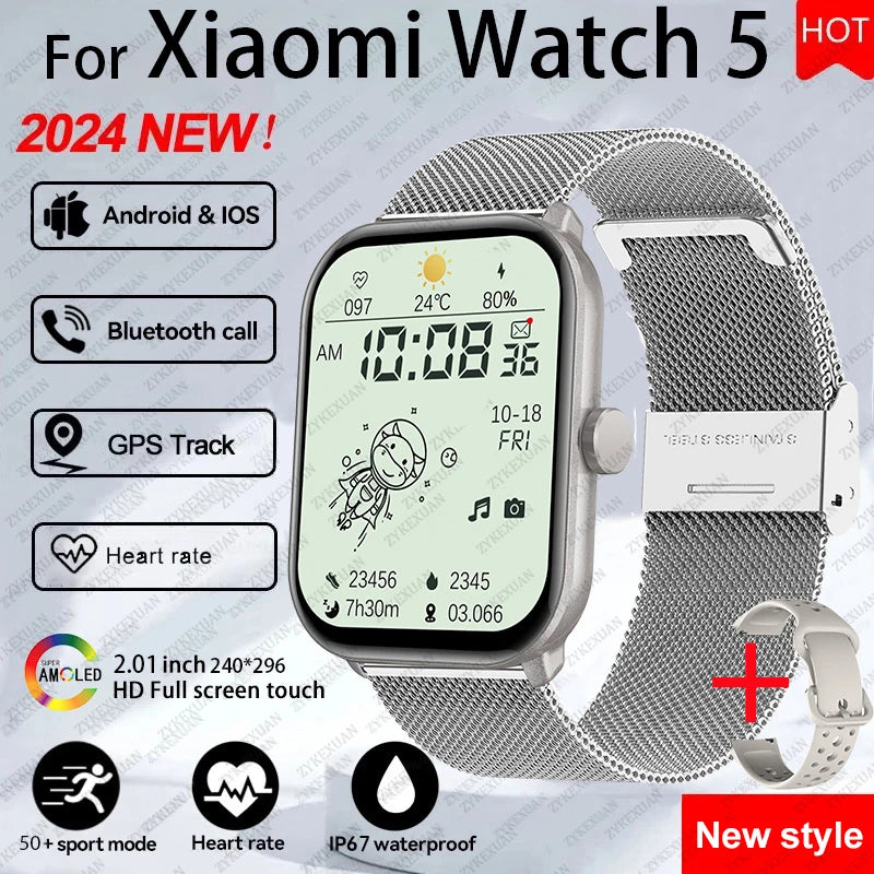 For Xiaomi Watch 5 Global Version Men Women HD AMOLED Screen Heart Rate Bluetooth Call GPS Track Waterproof Sports Smart Watch
