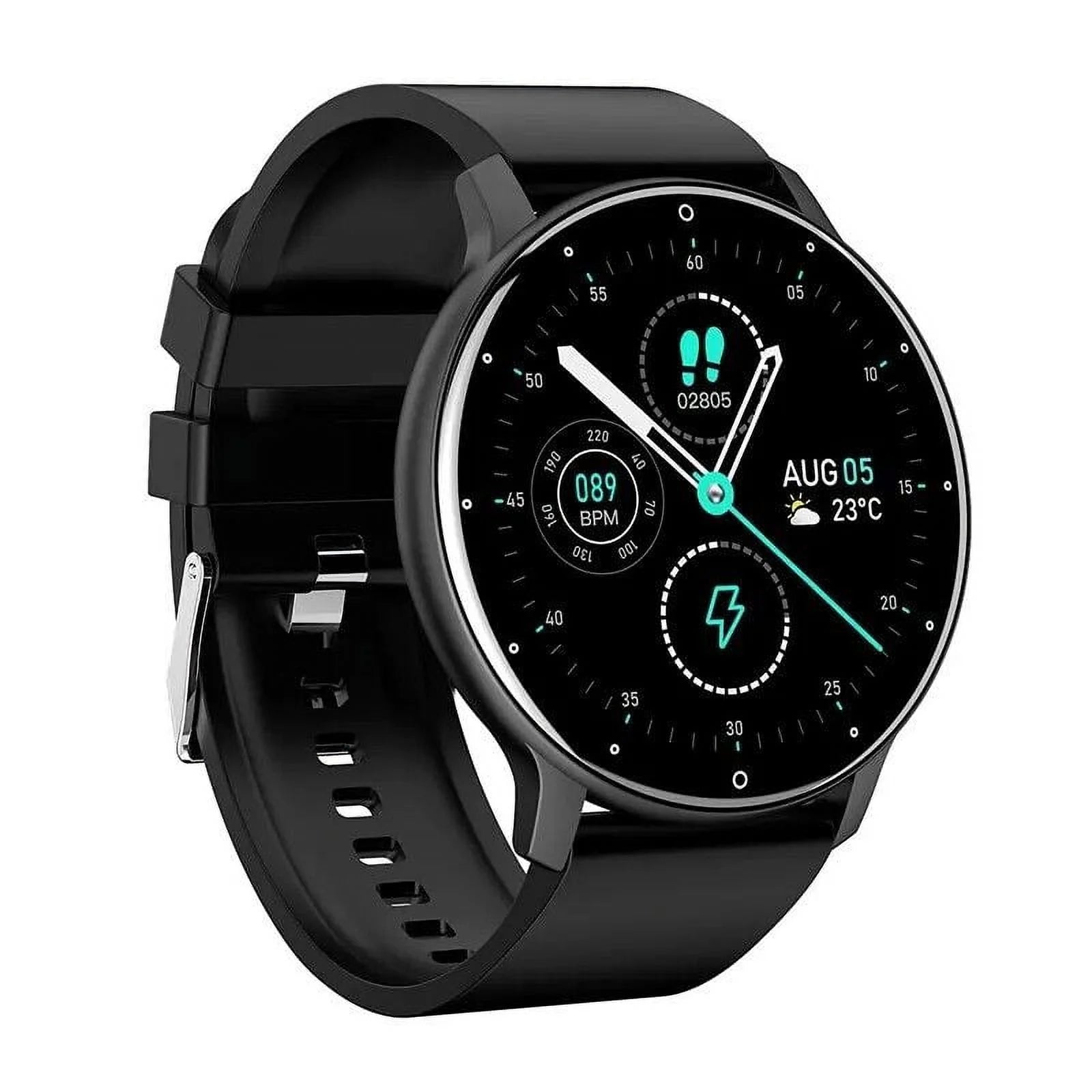 For Samsung Galaxy A51 5G Smart Watch, Fitness Tracker Watches for Men Women, IP67 Waterproof HD Touch Screen Sports, Activity Tracker with Sleep/Heart Rate Monitor - Black