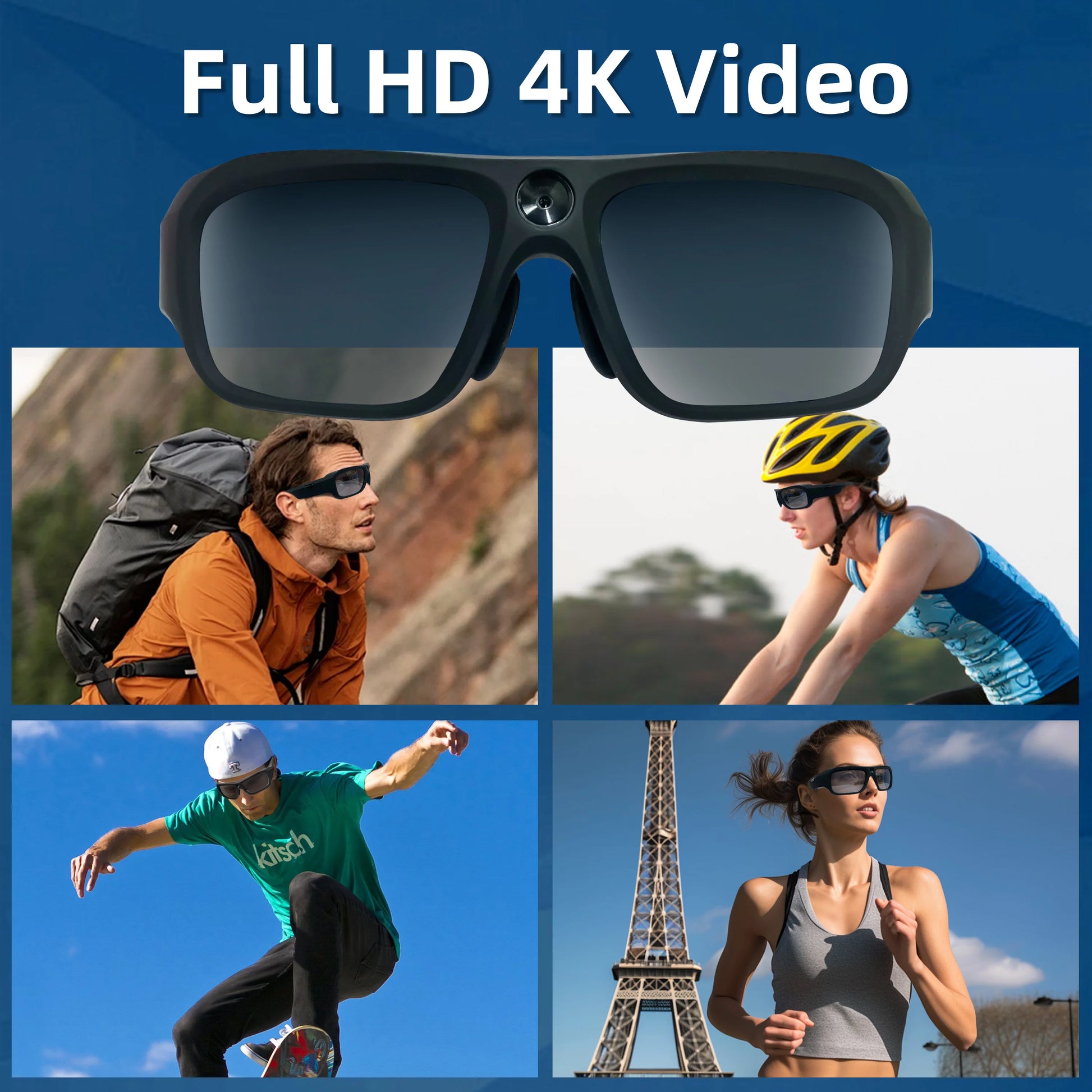 4K Ultra-Clear Camera Glasses Video Glasses Bike Surveillance Action Cam Sunglasses Outdoor Sports Camcorder