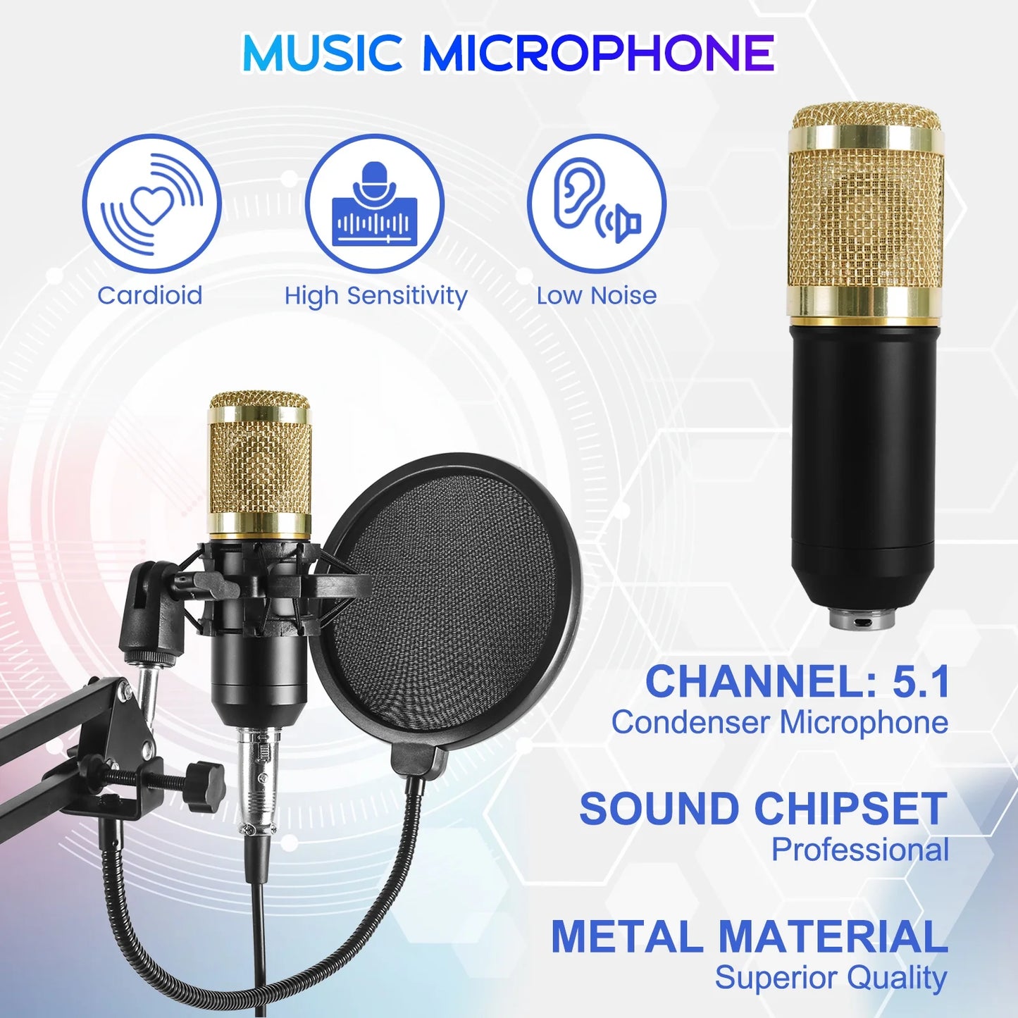 Ultimate Podcasting Microphone Bundle with V8 Sound Card - Perfect for Live Streaming and Studio Recording