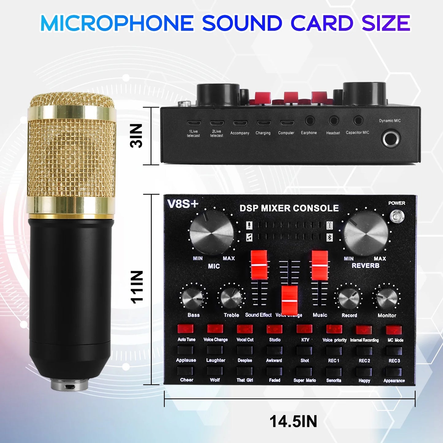 Ultimate Podcasting Microphone Bundle with V8 Sound Card - Perfect for Live Streaming and Studio Recording