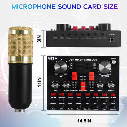 Ultimate Podcasting Microphone Bundle with V8 Sound Card - Perfect for Live Streaming and Studio Recording