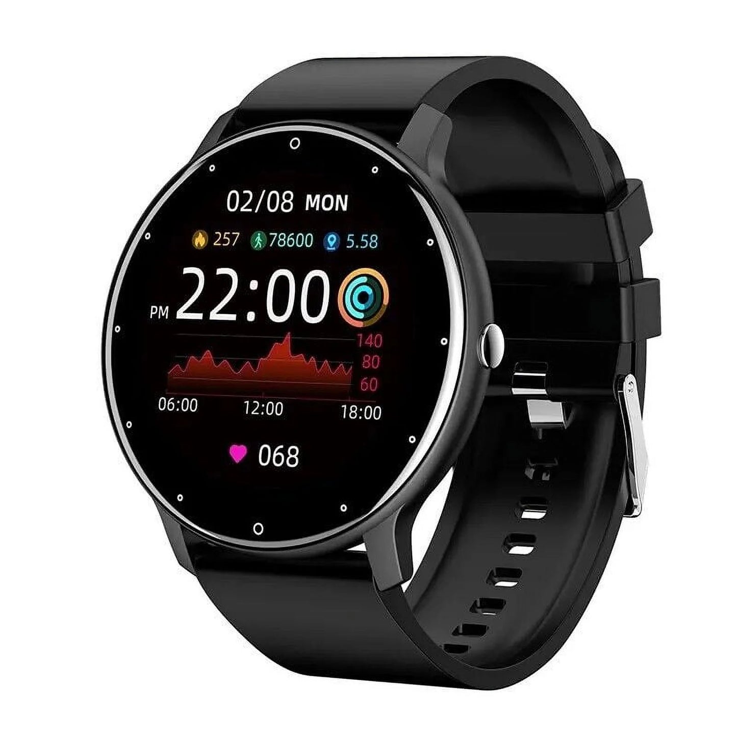 For Samsung Galaxy A51 5G Smart Watch, Fitness Tracker Watches for Men Women, IP67 Waterproof HD Touch Screen Sports, Activity Tracker with Sleep/Heart Rate Monitor - Black