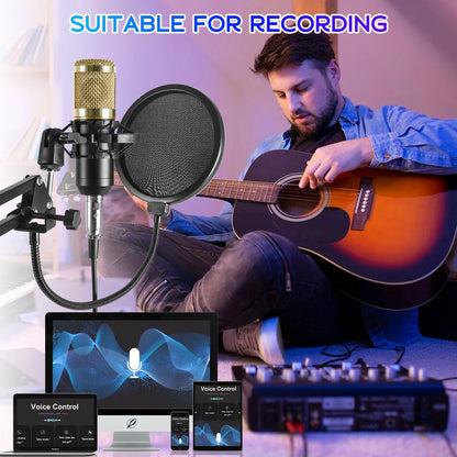 Ultimate Podcasting Microphone Bundle with V8 Sound Card - Perfect for Live Streaming and Studio Recording