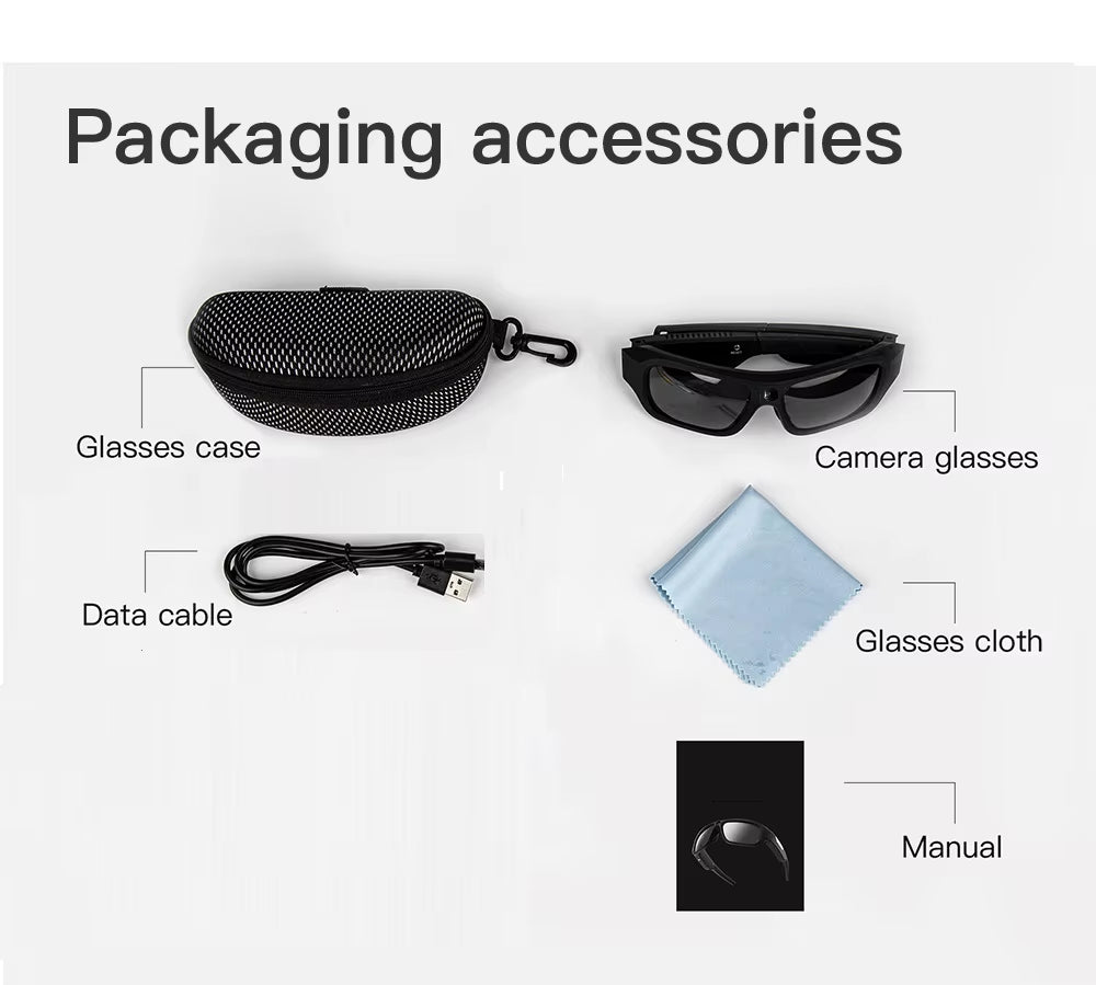 4K Ultra-Clear Camera Glasses Video Glasses Bike Surveillance Action Cam Sunglasses Outdoor Sports Camcorder