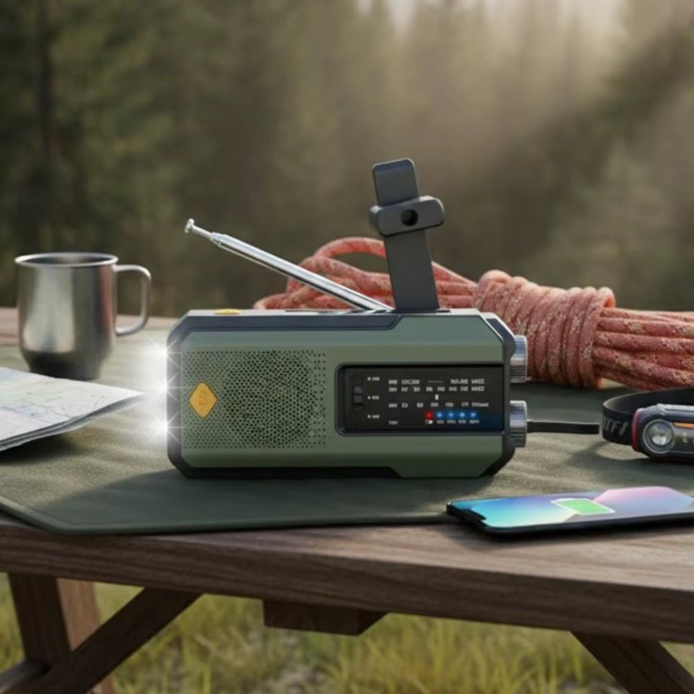 Emergency Radio Solar Power Hand Crank Radio Global Receiver High Quality LED Torch Reading Light SOS Alarm 2000Mah