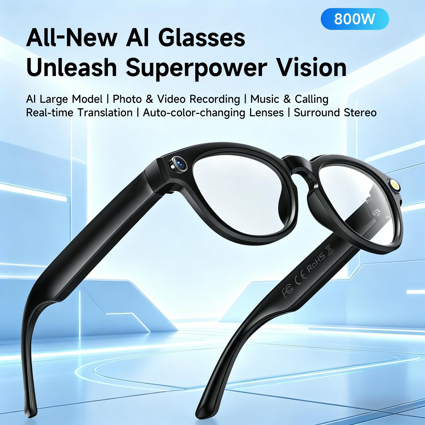 Elevate Your Everyday Adventures with JEYUIN Smart Camera Glasses - 8MP HD, Auto Tint Lenses, and Bluetooth Audio for Effortless Photo & Video Capture!